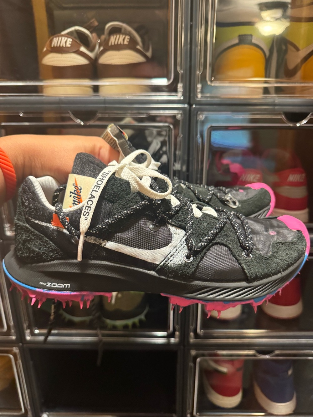 Nike Kids Black Sneakers with Pink and Blue Accents